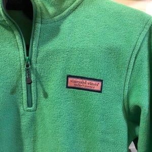 Vineyard Vines Green Fleece Pullover w quarter zip